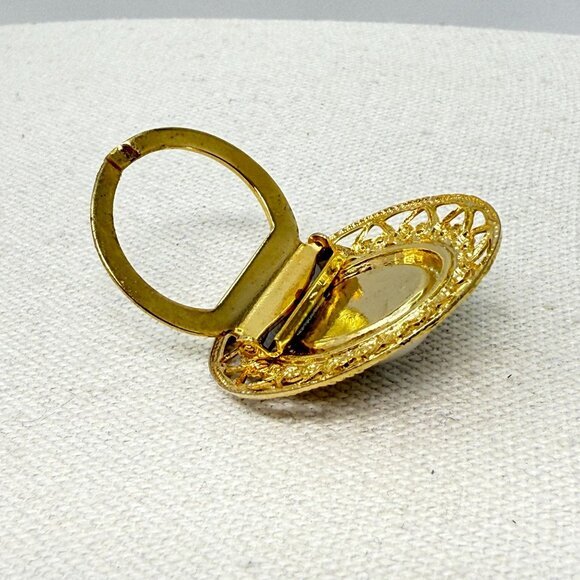 Vintage Scarf Pin Oval Imitation Pearl Gold-Tone Classic Old Money‎ Retro - Picture 8 of 10